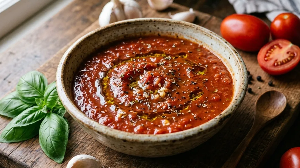 Editorial photo of homemade pizza sauce