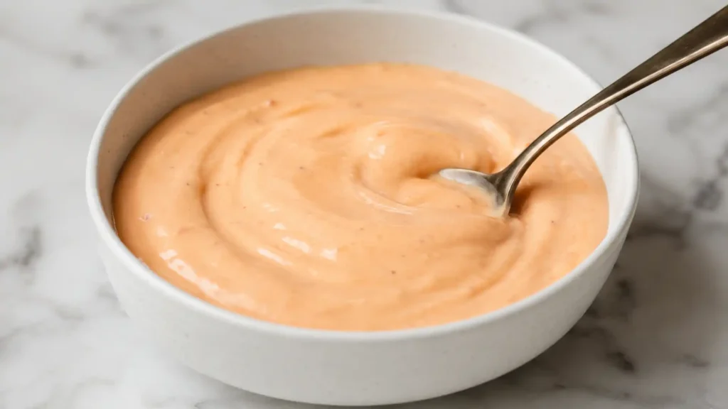 Making yum yum sauce, beautifully styled overhead food photograph