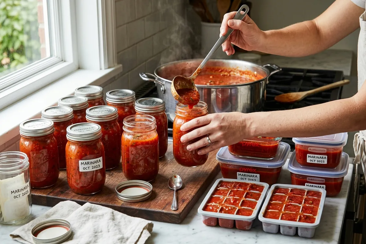 Making marinara sauce — Storage, Freezing, and Make-Ahead