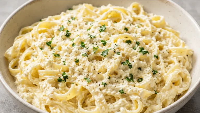 Creamy Cottage Cheese Alfredo Pasta