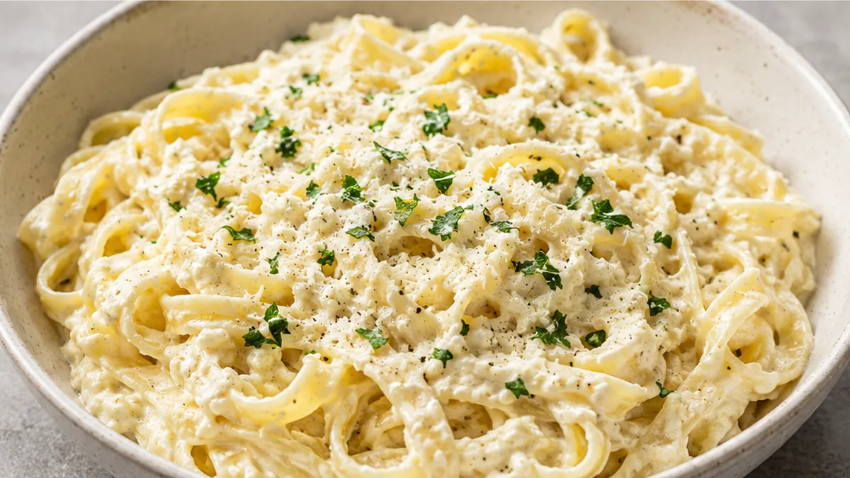Creamy Cottage Cheese Alfredo Pasta - Cottage Cheese Alfredo: whip up this lighter, protein-packed pasta sauce in under 20 minutes. A healthier twist on a class