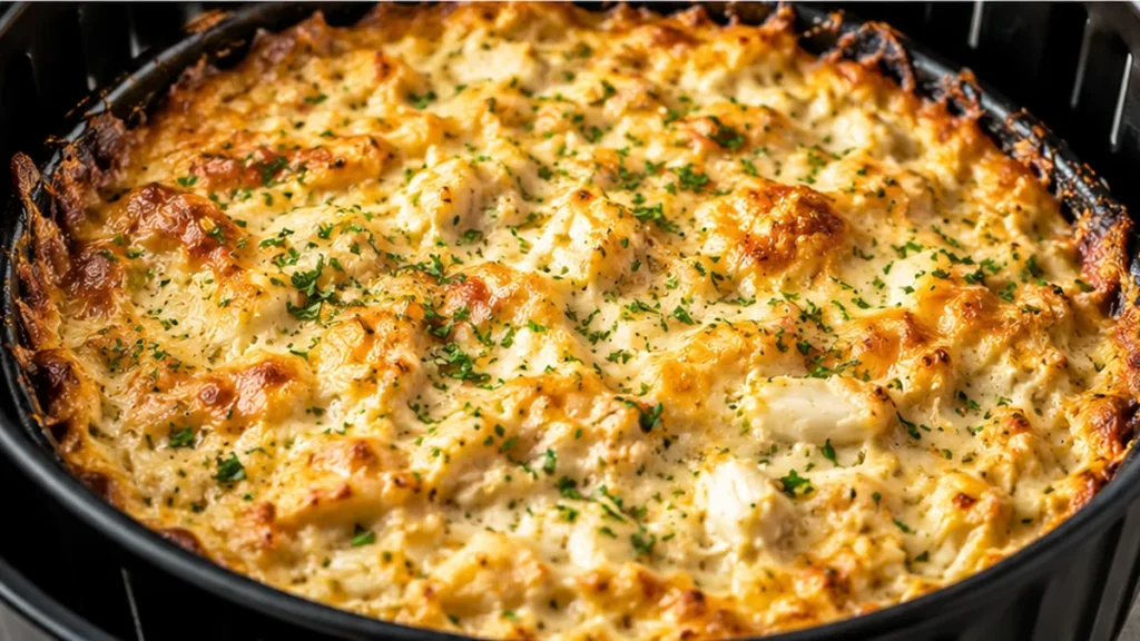 Air Fryer Hot Crab Dip: Cheesy, Golden Perfection! Hot crab dip: cook this incredibly creamy and cheesy appetizer in your air fryer. Loaded with lump crab, it's
