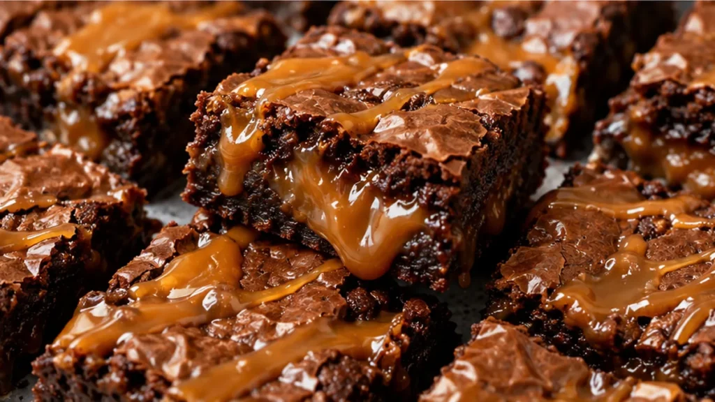 Gooey Caramel Brownies - Caramel brownies: Bake these incredibly gooey, fudgy chocolate brownies with a luscious caramel swirl. A truly decadent dessert recipe