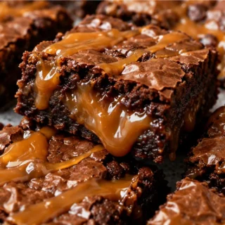 Gooey Caramel Brownies